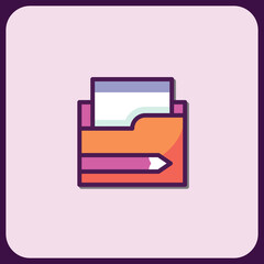 Vibrant Folder Icon with Pencil: Digital Document Editing