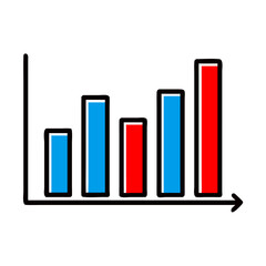 Colorful bar chart depicting growth trends in data analysis, visualization