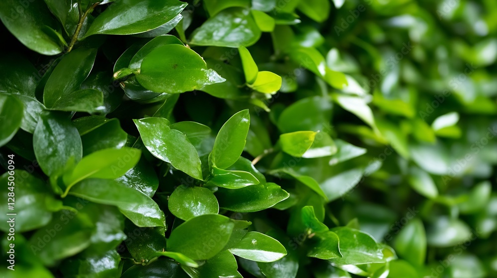 Aufkleber Closeup view of vibrant green leaves creating a lush texture in a botanical setting : Generative AI