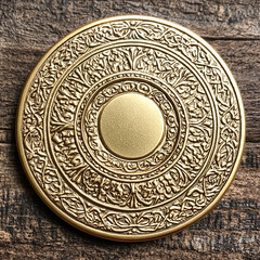 ancient greek ornament Ornate Gold Metal Disk