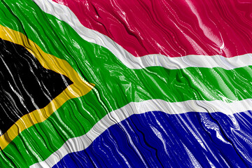 Textured silk fabric with the South African flag.
