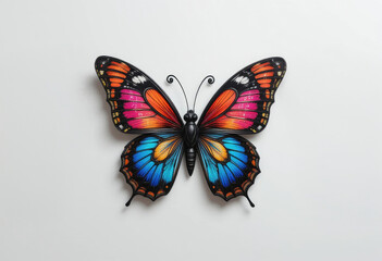 Obraz premium Colorful Butterfly with Intricate Wing Patterns on a Clean Background