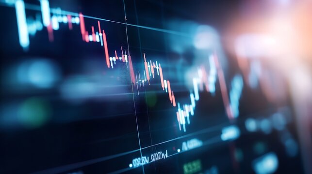Dynamic Stock Market Graph with Trend Lines and Data Analysis Visuals : Generative AI