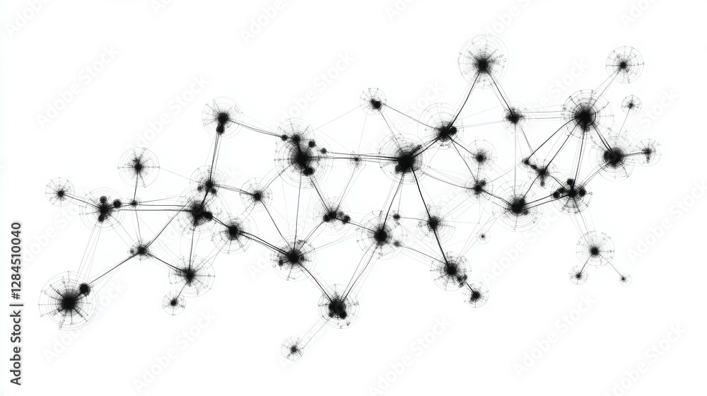Aufkleber abstract black and white network of interconnected points and lines
