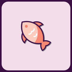 Charming Flat-Style Fish Icon Illustration