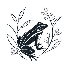 A minimalist frog with white background