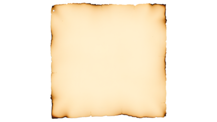 A square piece of aged parchment with a faded, yellowish hue and irregular, worn edges.