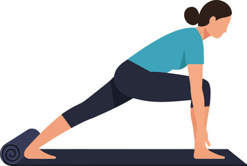 Obraz premium Yoga pose transition with athletic woman in flat design vector art