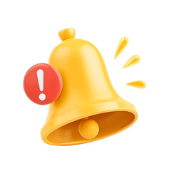 3D Notification Bell with Exclamation Point lcon