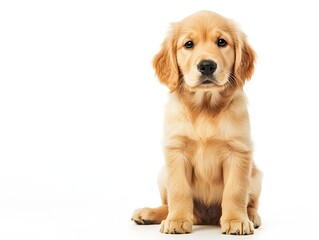 Adorable Golden Retriever Puppy in Studio with Customizable Branding Space