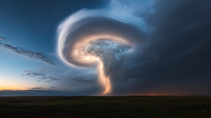 A mesmerizing twister formed of pure wind and light, resembling a celestial being descending
