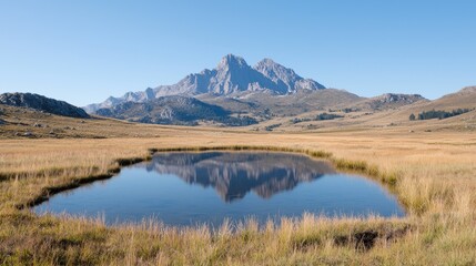 Mountain reflection in alpine lake
