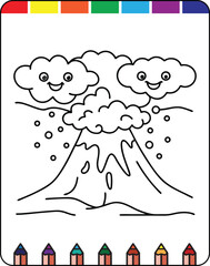 Volcano Coloring Pages for Kids with Fun and Educational Printable Designs for Learning and Creativity, Realistic and Cartoon Volcano Coloring Pages for Young Artists