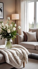 A living room with a sofa