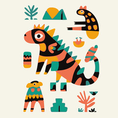 Animal illustration colors vector artwork 