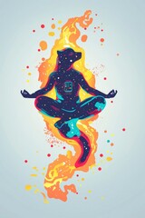 Cosmic Otter in Lotus Pose A Fusion of Nature, Technology, and Serenity