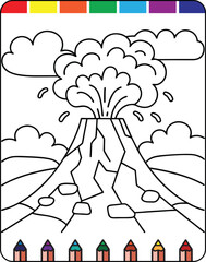 Volcano Coloring Pages for Kids with Fun and Educational Printable Designs for Learning and Creativity, Realistic and Cartoon Volcano Coloring Pages for Young Artists