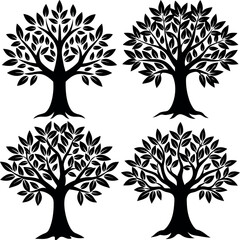 Black Olive Tree Silhouette Vector Icon Crisp & Detailed.