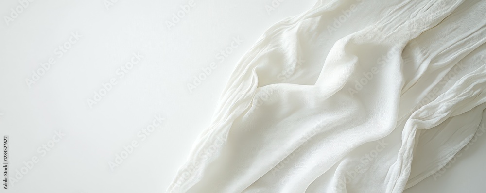 Aufkleber elegant white fabric with smooth draping on minimalistic background
