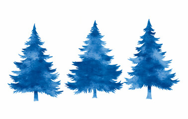 Obraz premium Watercolor winter forest with pine trees, vector illustration on a white background