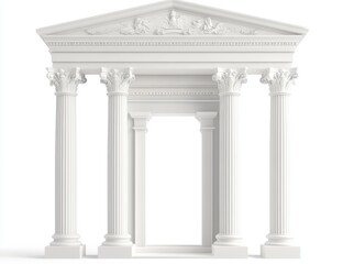 Obraz premium White Roman classical architectural entrance with columns, isolated on a white background