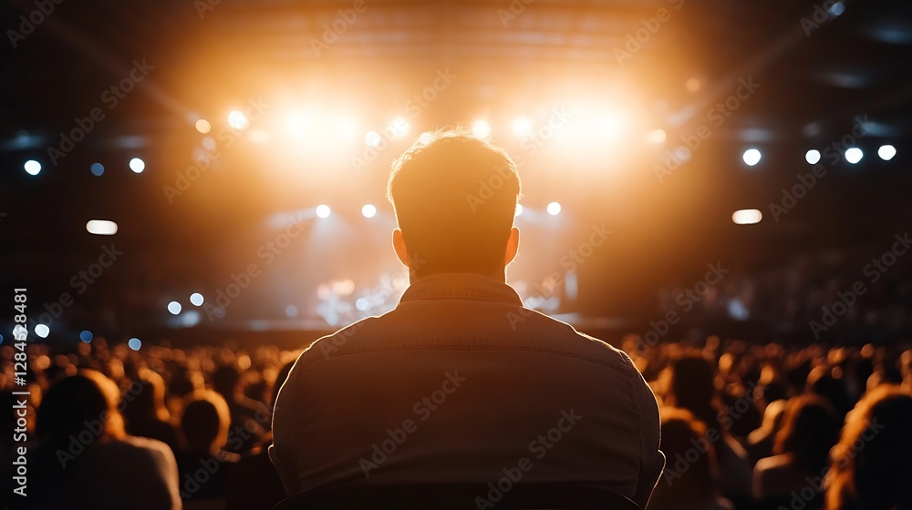 Poster eager audience captivated by a live performance under vibrant stage lights during a concert : genera