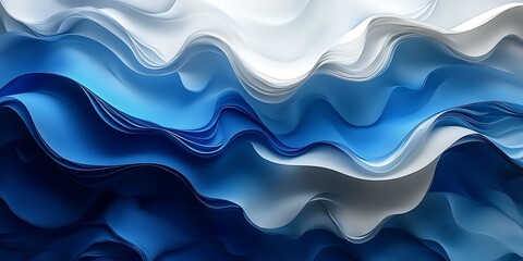 Fototapeta premium Abstract Blue and White Wavy Layers Background