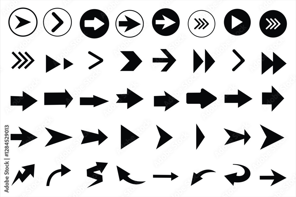 Fototapete set of arrow icons. collection different arrow set vector design. black arrows icon. set black arrow