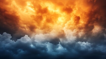 Obraz premium Dramatic Cloud Formation at Sunset with Vibrant Colors Creating a Stunning Atmospheric Effect : Generative AI