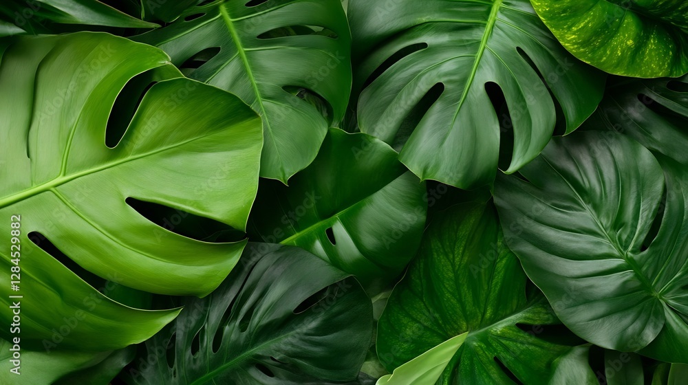 Poster greenery of lush tropical leaves creating a vibrant natural backdrop full of life : generative ai