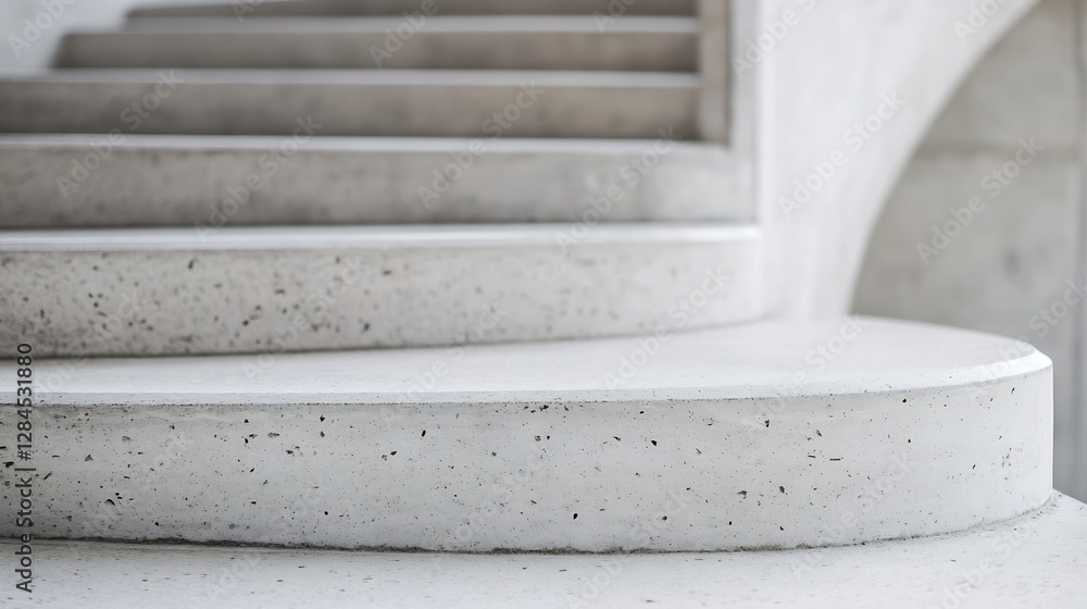 Fototapete close up view of modern concrete staircase with smooth finish and minimalist design for contemporary