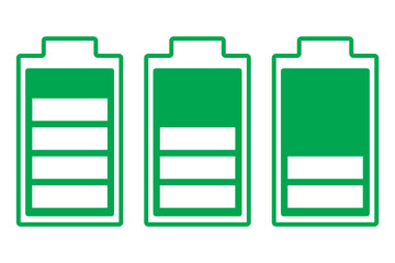 Battery icons set. Battery charge level indicators icons set. Discharged and fully charged battery. level battery energy. Vector illustration