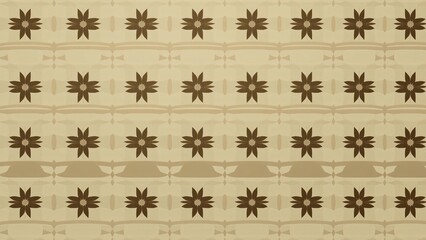Beige and Brown Geometric Floral Seamless Pattern Background