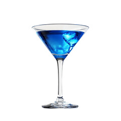 Blue Martini Cocktail Refreshing Ice Cubes in Glass