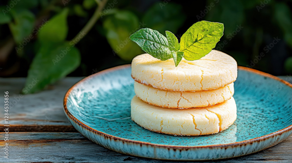 Poster vanilla, a vanilla-flavored cookie on a plate with a high-resolution image showcasing its details an