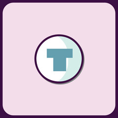 Elegant Teal T-Shaped Icon in Circular Frame