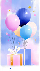 Celebration balloons and gift boxes create a festive atmosphere for a joyful occasion