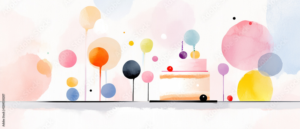 Aufkleber vibrant cake display with abstract colors and shapes in a cheerful setting emphasizing celebration a