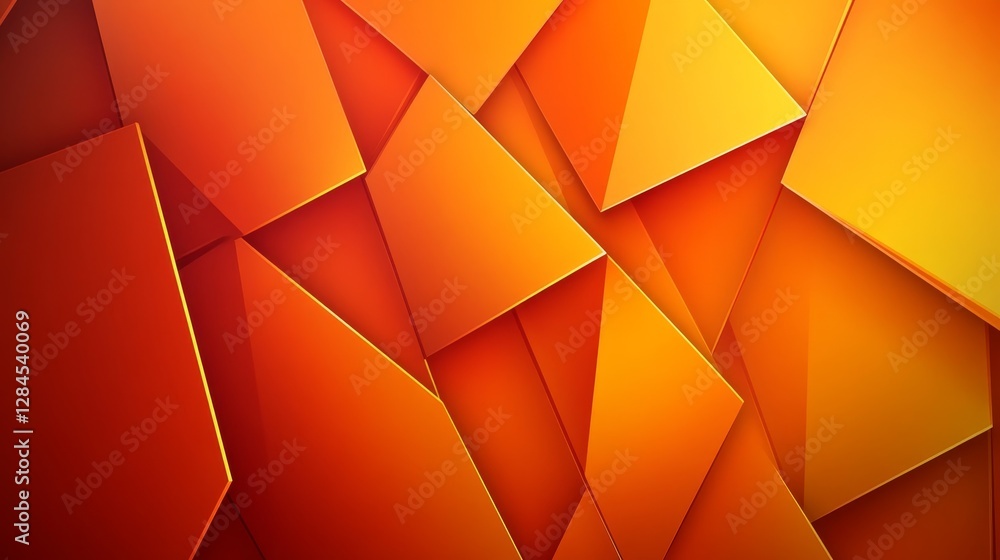 Poster abstract geometric shapes in vibrant orange tones creating a dynamic visual experience