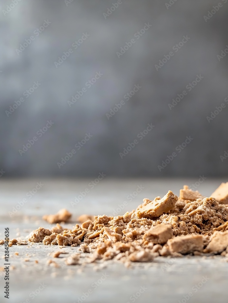 Poster Closeup view of finely ground spice powder set against a subtle grey background : Generative AI