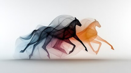 Artistic Representation of Running Horses in Fluid Motion Design