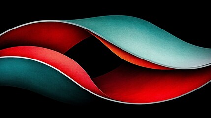 Obraz premium Colorful Wave Design with Red and Teal on Black Background