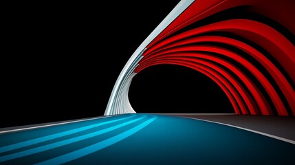 Fototapeta premium Abstract Road with Curved Lines and Vibrant Colors in Dark Background
