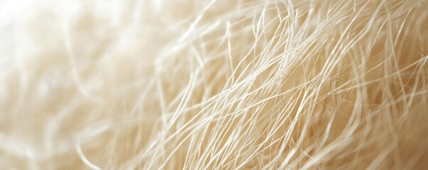 Close-up of textured beige fibers intertwining in abstract pattern with soft lighting