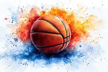 Vibrant Watercolor Basketball Image