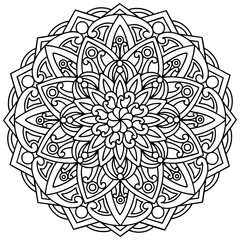Coloring page 410, hand drawn, vector. Mandala 353, ethnic, swirl pattern, object isolated on white background.