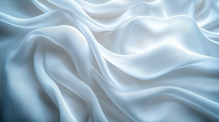 Obraz premium Elegant white silk fabric folds, studio shot, soft light