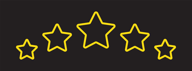 Five stars customer product rating review icon, black five starts rating review illustration for web and app. Vector