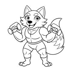 Wolf Coloring Page For Kids illustration