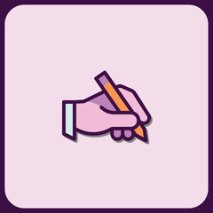 Hand Holding Pencil Icon, Creative Writing Concept